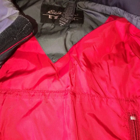 Eddie Bauer Men’s Ebtek Primaloft Charcoal Grey & Red Quilted Vest sz Tall Lg - Picture 12 of 15